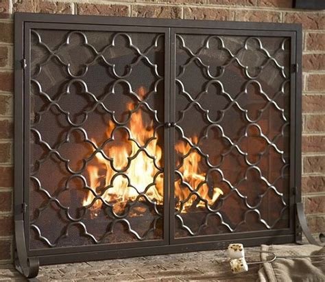 Plow And Hearth Geometric Single Panel Steel Fireplace Screen And Reviews Wayfair