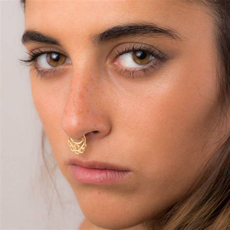 14k Gold Septum Indian Septum Solid Gold Piercing 14k Gold Etsy