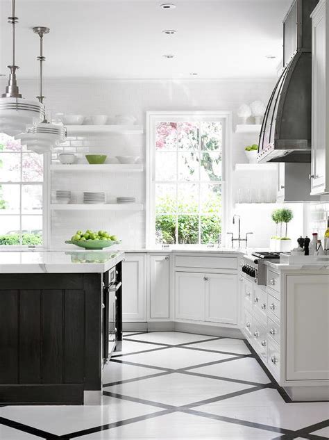 Your choice of kitchen floor will depend upon the style and look you wish to achieve in the room. Black And White Painted Kitchen Floor Design Ideas