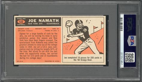 If you can find one in mint 9. Lot Detail - 1965 Topps #122 Joe Namath Rookie Card - PSA NM+ 7.5