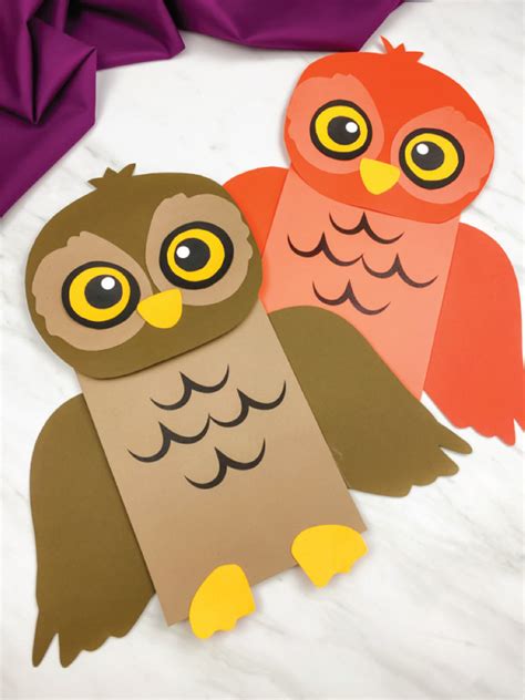 Paper Bag Owl Craft For Kids Free Template