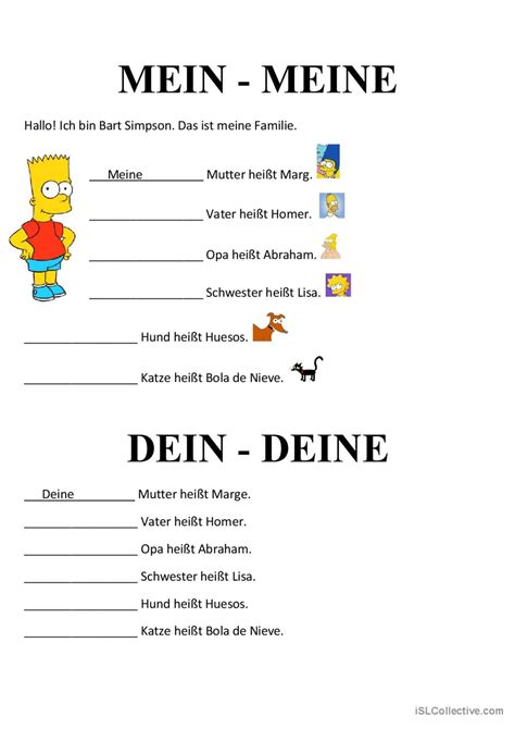 Possessivartikel Allgemeine Deutsch Daf Arbeitsblätter Pdf And Doc