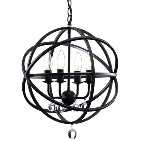 Cheap chandeliers for sale online, discount chandeliers. Benita Antique Black Metal Sphere 4-light Crystal ...