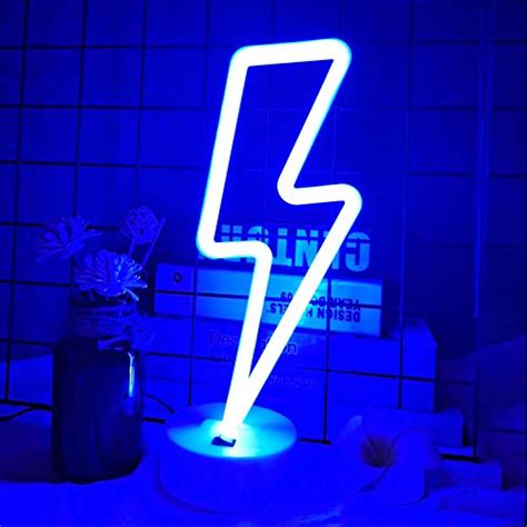 Vifulin Lightning Bolt Neon Signs Lightning Neon Sign With Base For