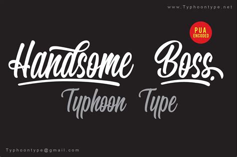 Some Type Of Lettering That Says Handsome Boss And Typoon Type On Black