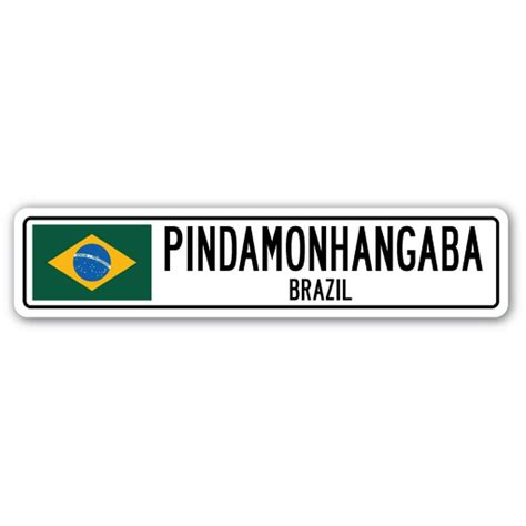 Pindamonhangaba Brazil Street Sign Brazilian Flag City Country Road
