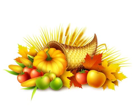 Free Vector Illustration Of A Thanksgiving Cornucopia Full Of Harvest