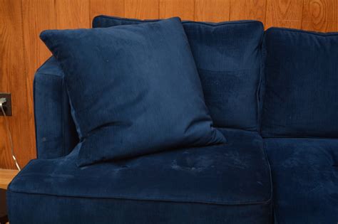 Blue Velour Sofa By Jonathan Louis Inc Ebth