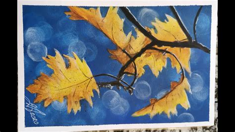 Easy Acrylic Painting Fall Oak Leaves Bokeh Background Youtube