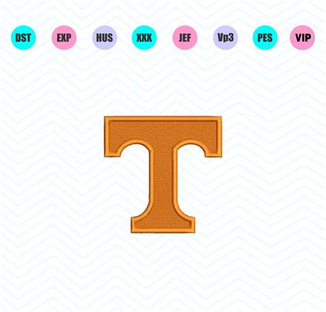 Tennessee T Logo Machine Embroidery Design 4 Sizes Instant Download