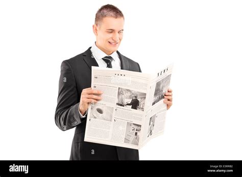 Businessman Reading A Newspaper Stock Photo Alamy