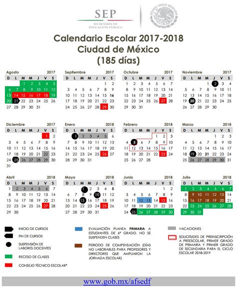 Calendario Escolar 2017 2018 Administración Federal De Servicios