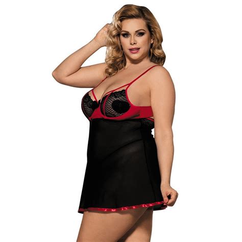 Plus Size Xl 6xl Sexy Mesh Lingerie Valentine Day Push Up Bras Short Nightgowns