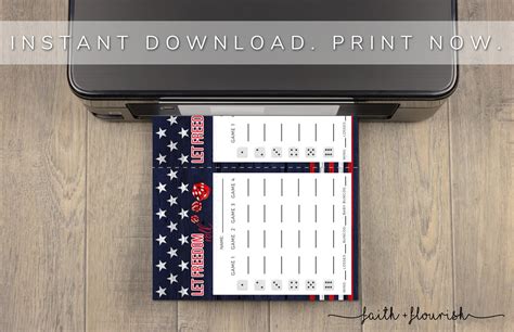Printable Patriotic Bunco Score Card Sheet Red White And Blue Etsy España