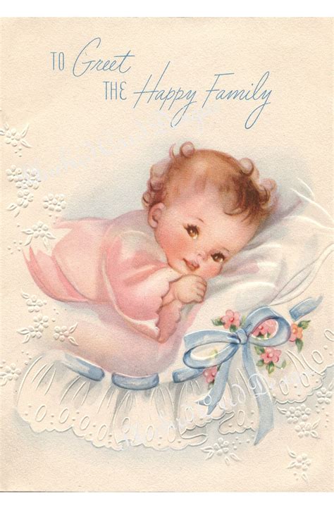 Card Vintage Baby Girl Via Etsy Vintage Baby Pictures Vintage