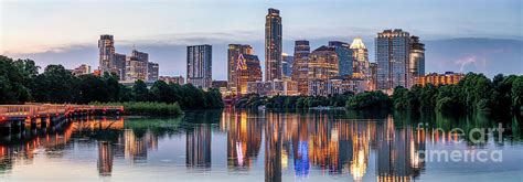 Austin Texas Images Austin Skyline Panorama At Twilight Photograph By