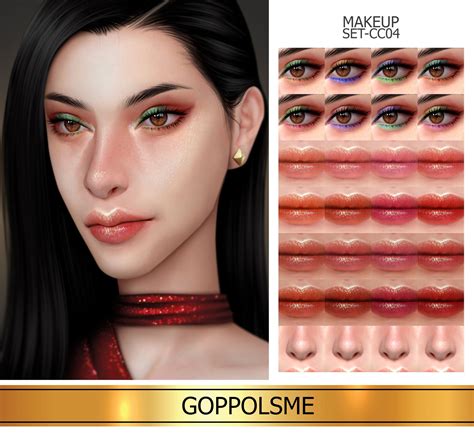 Pin By Rolicannoli On Patreon Cc Makeup Set Gold Makeup Sims 4 Cc