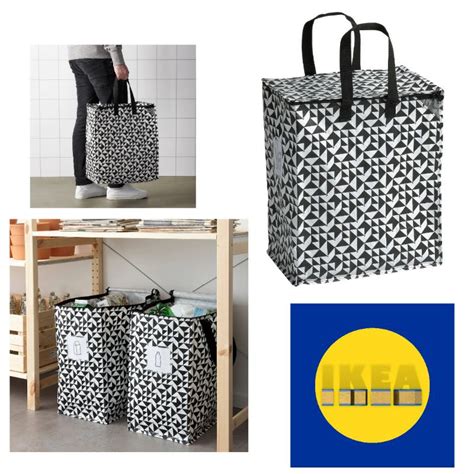 Ikea Knalla Carrier Bag Laundry Bag Grocies Black And White 47