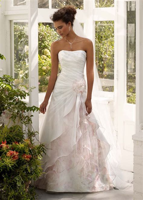 Davids Bridal Strapless Organza Floral Dress Size 0