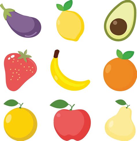 Fruits Flat Design Vector Set 2312008 Vector Art At Vecteezy