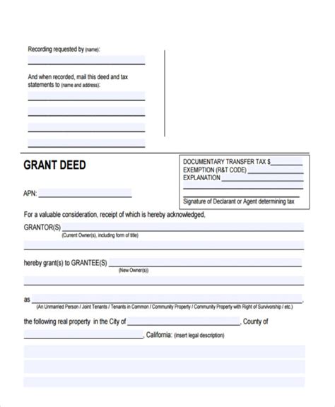 Free Printable Grant Deed Printable Templates
