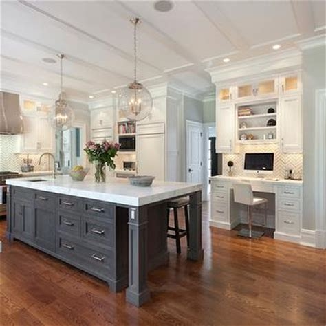The fact that most homes have matching cabinets … Mismatched Island Pendants - Transitional - Kitchen - Sherwin Williams Repose Gray