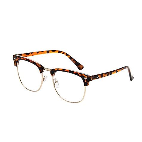 shiratori new vintage fashion half frame semi rimless clear lens glasses leopard pricepulse