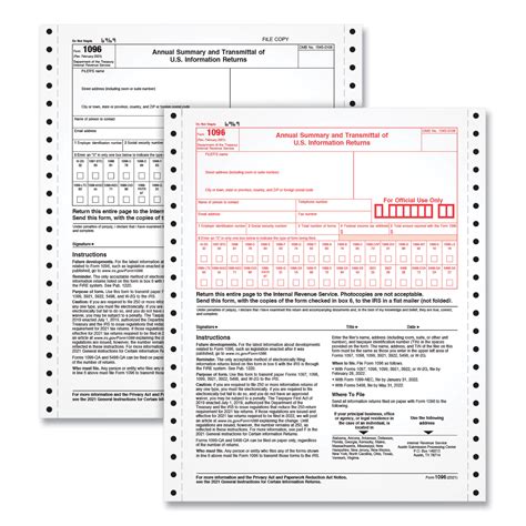 1096 Tax Form For Dot Matrix Printers Fiscal Year 2023 Two Part