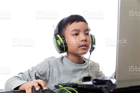 Asian Kid Play Computer Games Stock Photo Download Image Now Asia