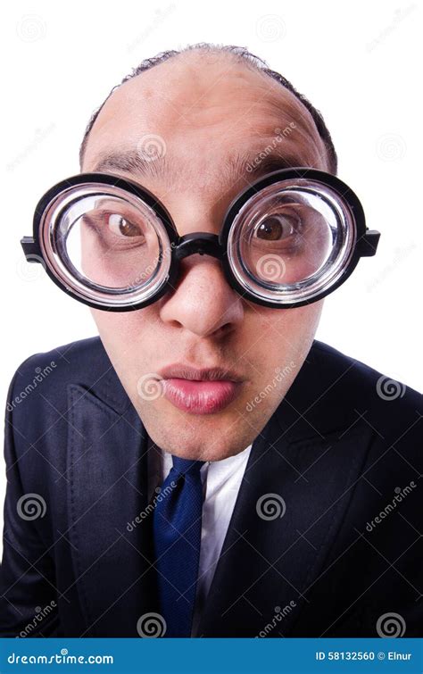 Funny Man With Glasses Isolated On White Stock Photo Image Of