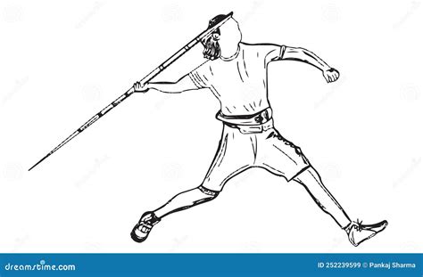 Sketch Drawing Of Javelin Throw Player Javelin Throw Vector Stock
