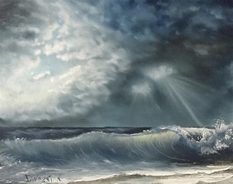Sunlit Sea Painting By Justin Wozniak Pixels