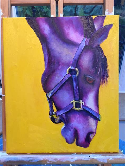 Original Oil Painting Using Complimentary Colours Purple And Yellow On