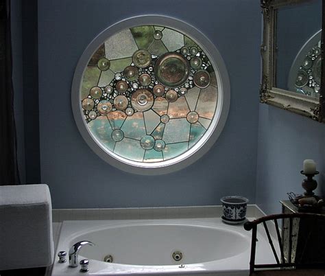 Buying a door with stained glass is pricey and getting a new door is silly when our door is … Bathroom Stained Glass Window - Stained Glass Master Bathroom - Bathroom - charleston - by ...