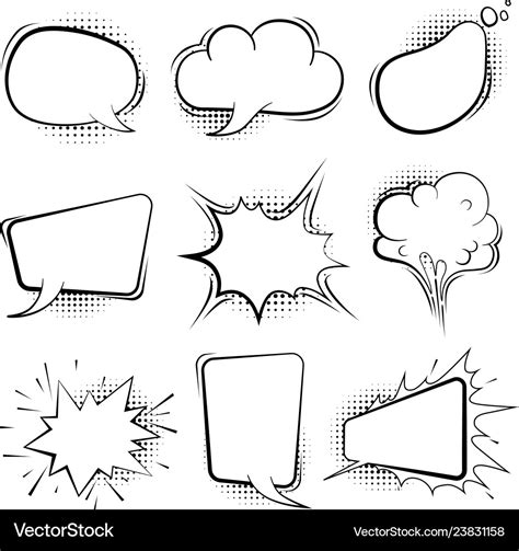 Comic Speech Bubbles Retro Cartoon Balloon Vector Image