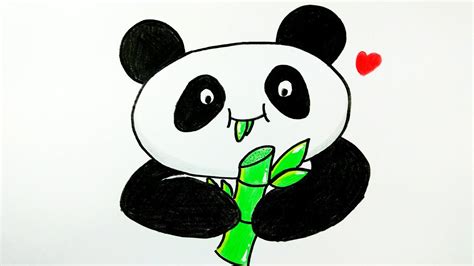 how to draw panda cute panda eating bamboo easy drawing tutorial for beginner step by step