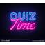 Quiz Time Neon Sign Pub Design Royalty Free Vector