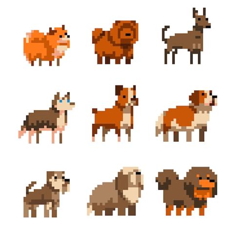 Premium Vector Cute Pixel Art Dogs Set Illustration Isolated