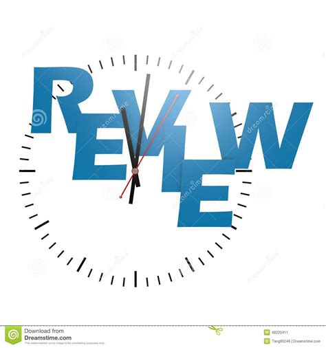 Review word with clock stock illustration. Illustration of evaluate ...