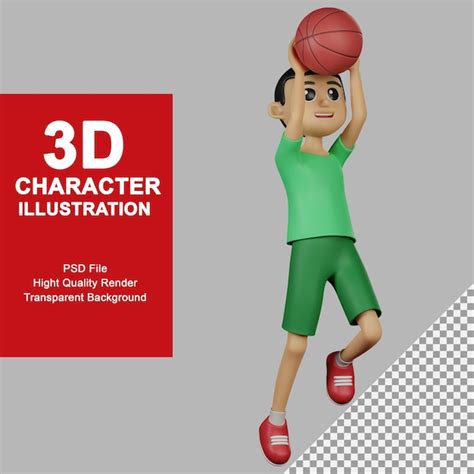 Premium Psd 3d Illustration Male Character Pose Holding Basketball