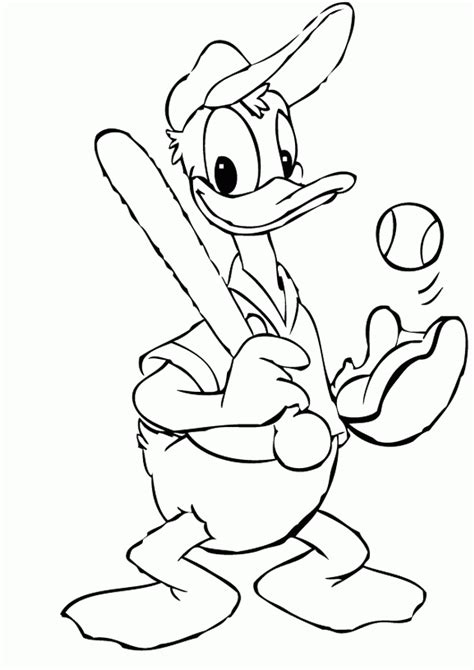 Donald Duck Playing Baseball Coloring Donald Duck Cartoon Coloring Home