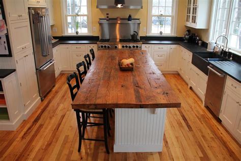 Amazing Stylish Oak Wooden Countertop Kitchen Island With Black Seating