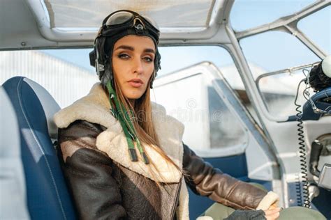 Girl In The Image Of A Pilot Stock Image Image Of Person Aviator