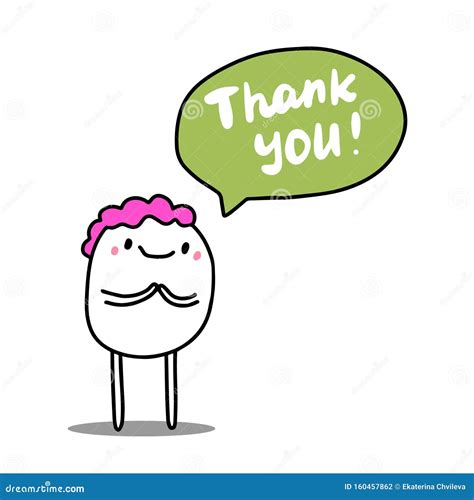 Thank You Hand Drawn Vector Illustration With Cute Cartoon Man Stock