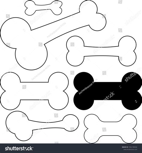 Collection Dog Bones Black White Differ Stock Vector Royalty Free