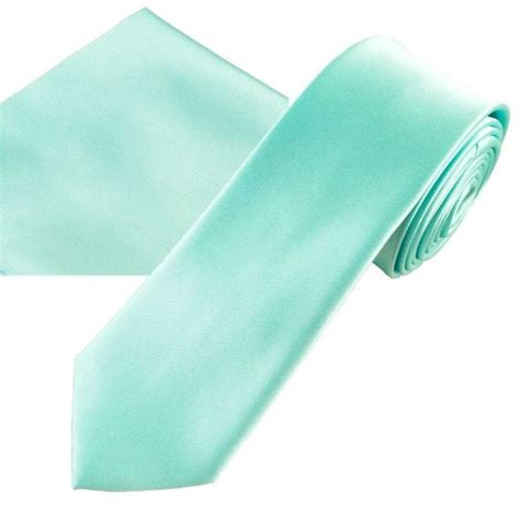 Plain Mint Green Men S Skinny Tie Pocket Square Handkerchief Set From
