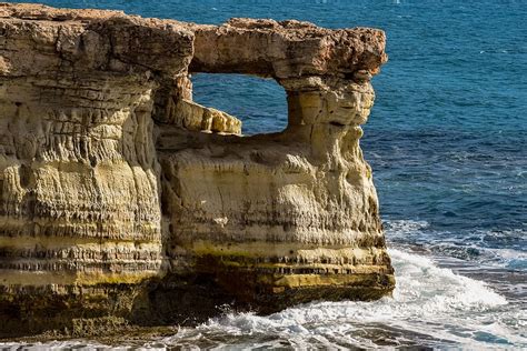 Cyprus Cavo Greko Sea Caves Window Sea Cape Coast Cliff Rock
