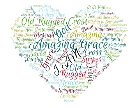 Amazing Grace Downloadable Digital Word Cloud Great Christian Etsy Uk