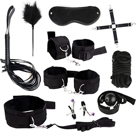 sex bondage bdsm 10 pcs whip eye mask handcuffs ankle cuffs clamps restraint kits