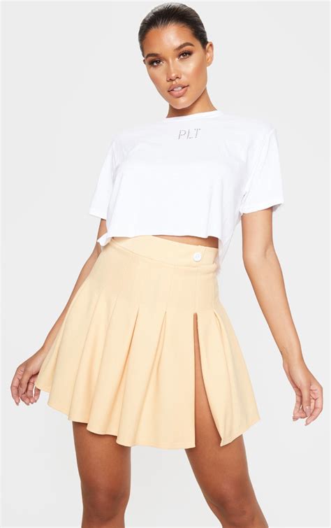 Fawn Pleated Side Split Tennis Skirt Skirts Prettylittlething